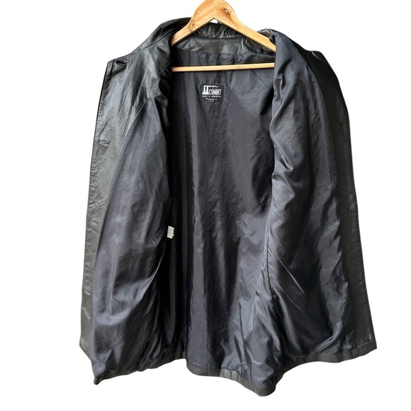 Comint Leather Jacket Coat Outerwear Vintage Black Animal Print Western Sz Large - Picture 2 of 11